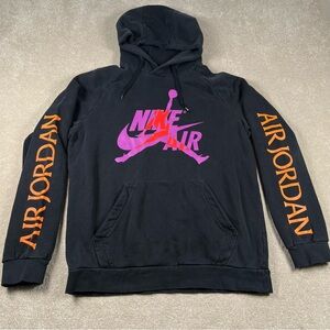 Nike Air Jordan Hoodie Pullover Screen Print Sleeves Black Tag‎ Large Sweatshirt